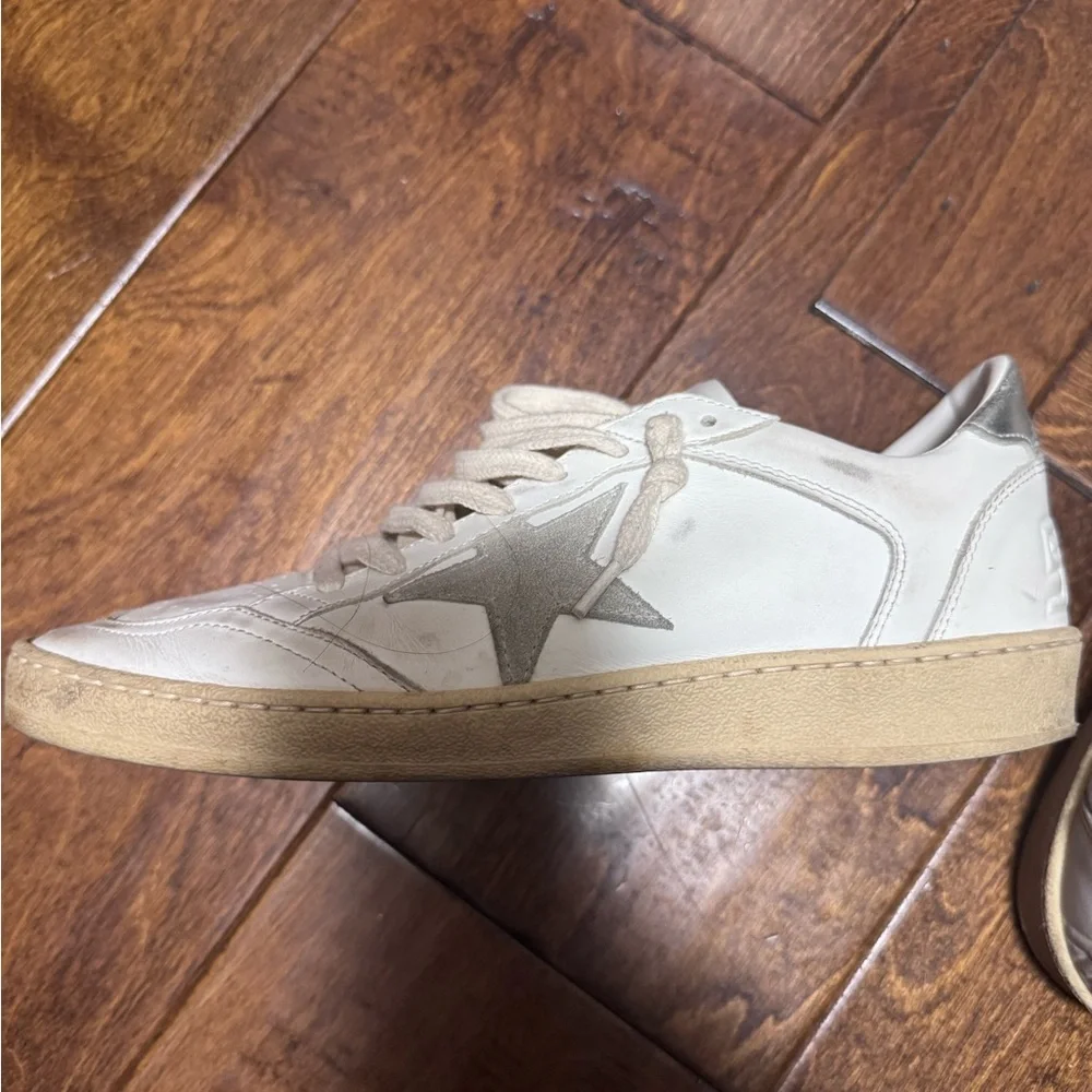 Golden Goose Ball Star Sneakers in Cream and White - Picture 2 of 7